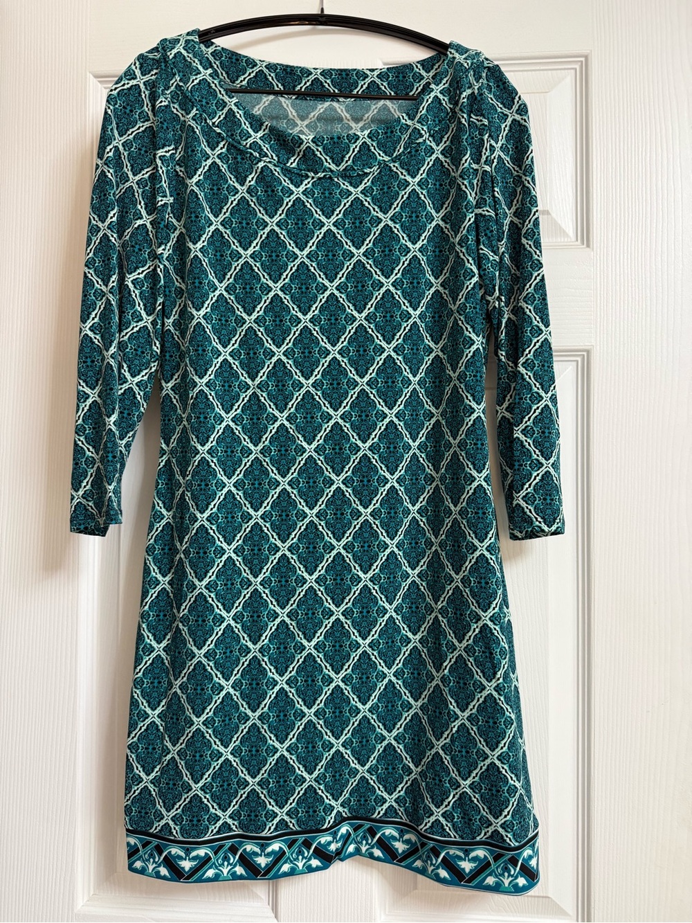 Women's Teal Patterned Shift Dress